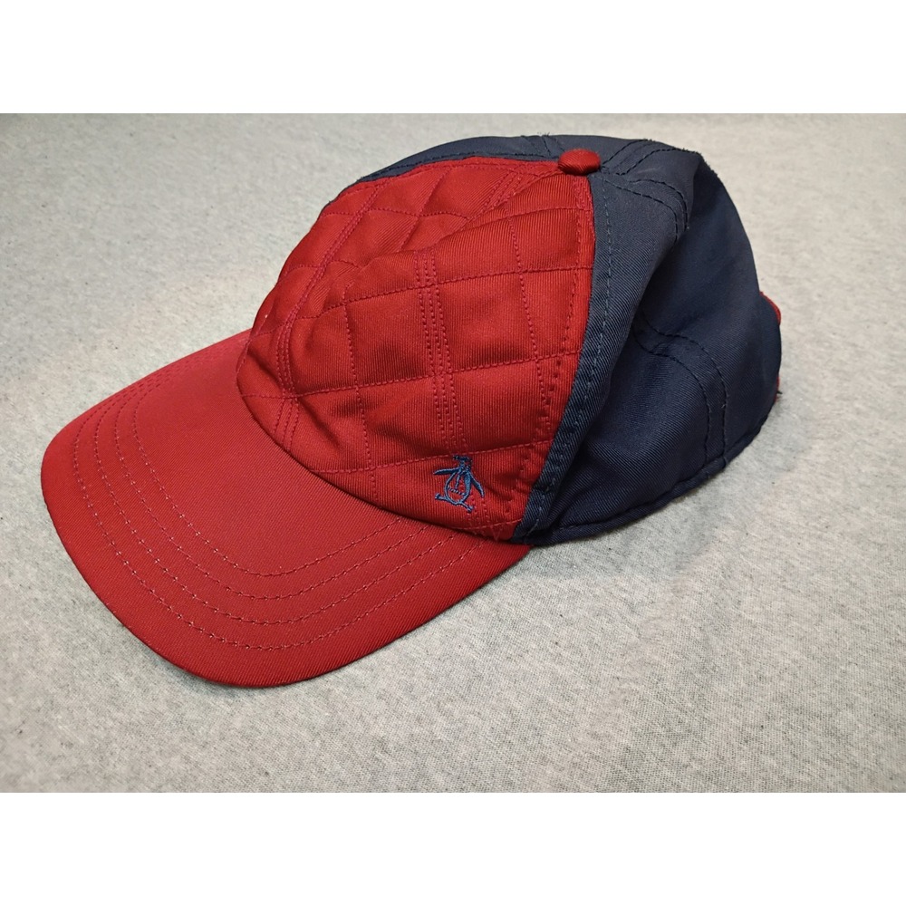 Original Penguin Munsingwear Quilted Fleece Lined Baseball Hat Red Navy Blue OS